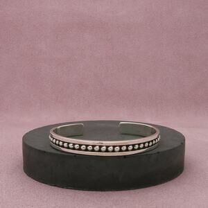 taxco mexico sterling silver vintage beaded cuff bracelet size 6.5in